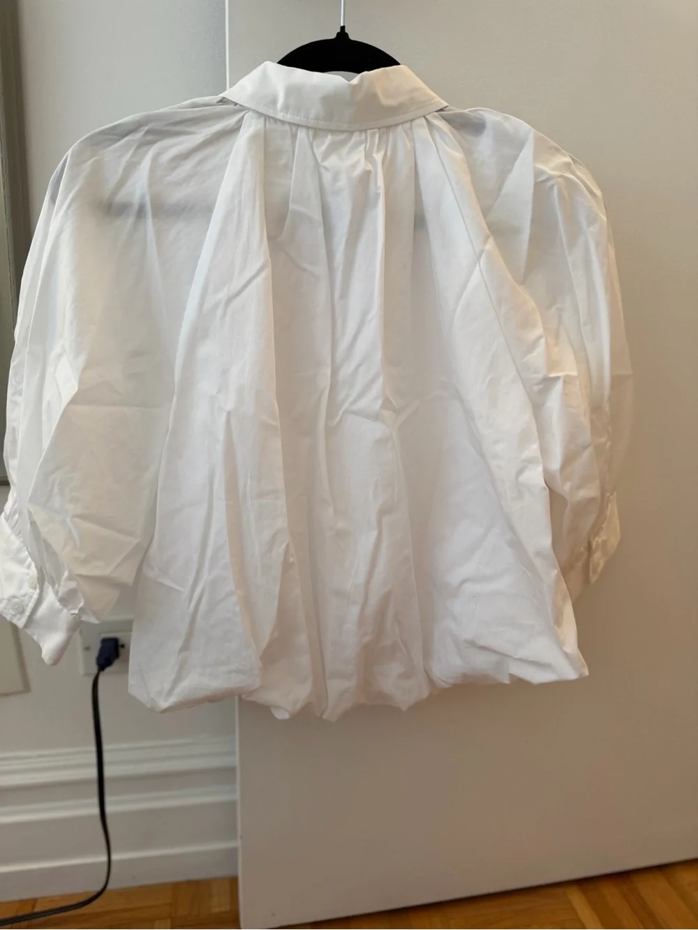 Zara White Pleated Poplin Collared Blouse